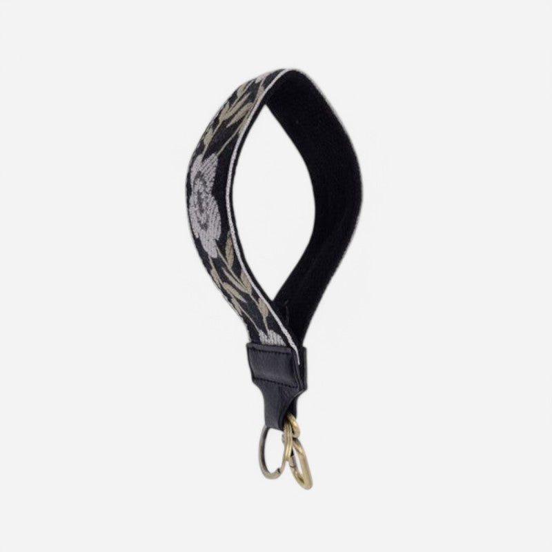 2 Wild Rose Easy Find Wristlet Keychain Black White"
