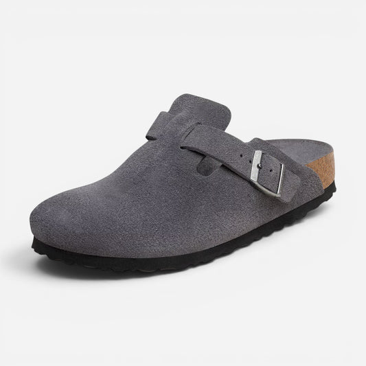 Boston Soft Footbed Charcoal Suede Leather Narrow