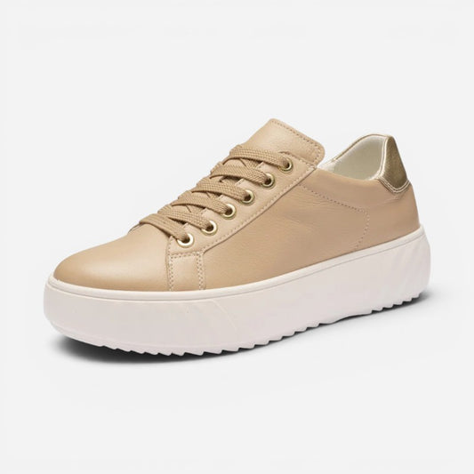Mikkey Platform Sneaker Sand calf/platinum metallic