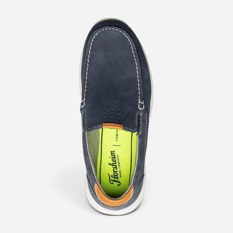 Men's Crossover Moc Toe Slip On Navy Nubuck/Cognac Milled