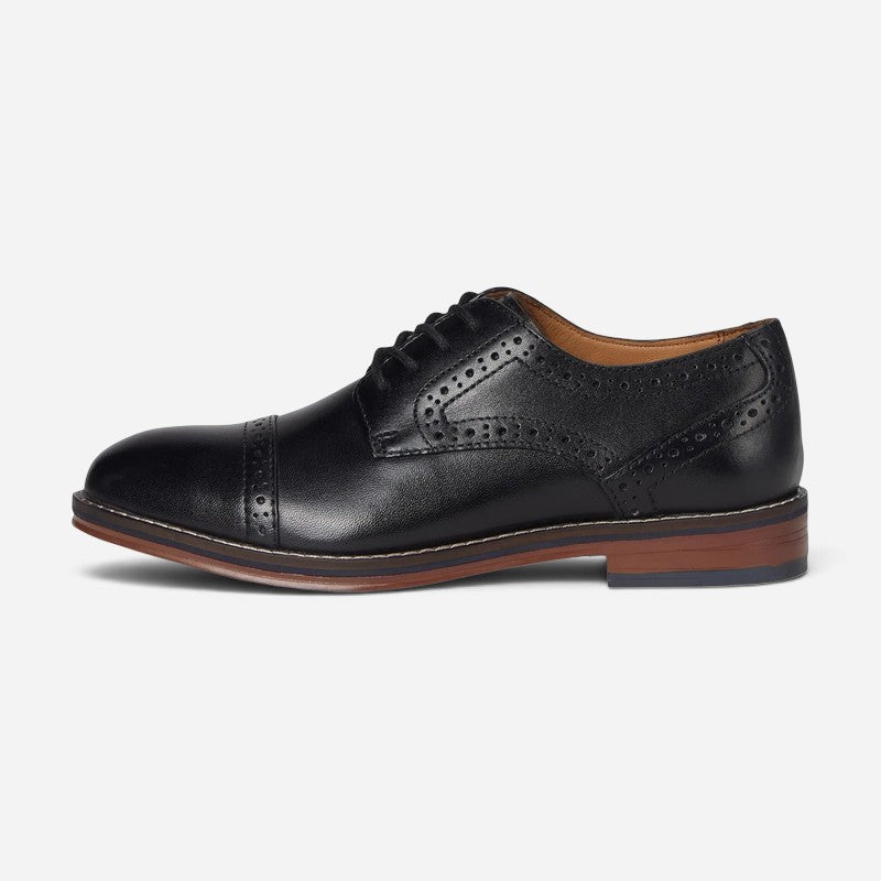 Big Kid's Conard Cap Toe Black Full Grain Leather