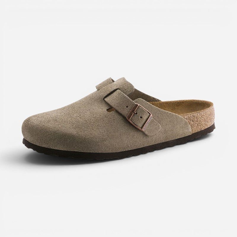 Unisex Boston Soft Footbed Suede Leather Taupe