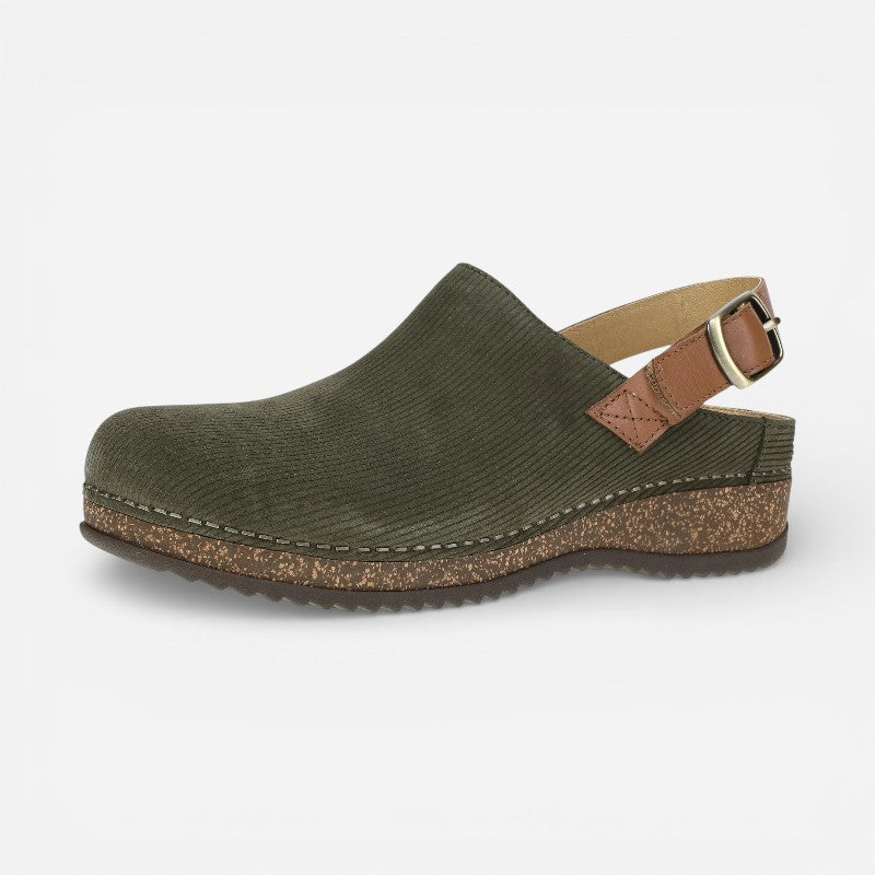 Merrin Olive Embossed Suede