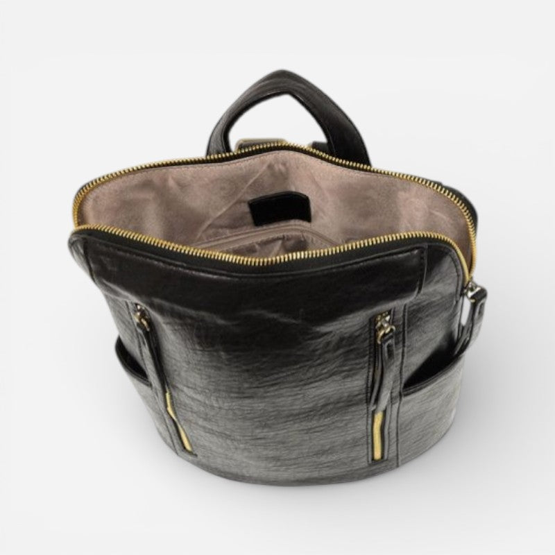 Raegan Double Zip Backpack Black