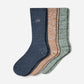 Men's Trey Rib Knit Cozy Crew 3 Pack Tahoe Blue/Chestnut/Green Stone
