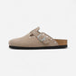 Boston Rivet Taupe Suede Leather Narrow