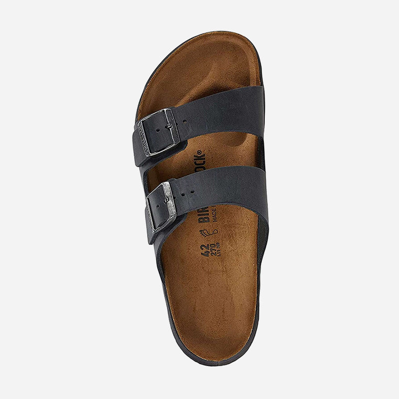Arizona Men's Black Rugged Oiled Leather Regular