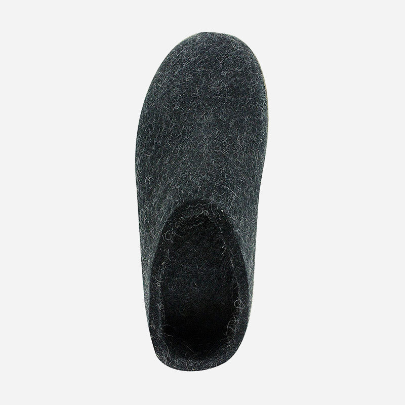 Open Heel Leather Charcoal