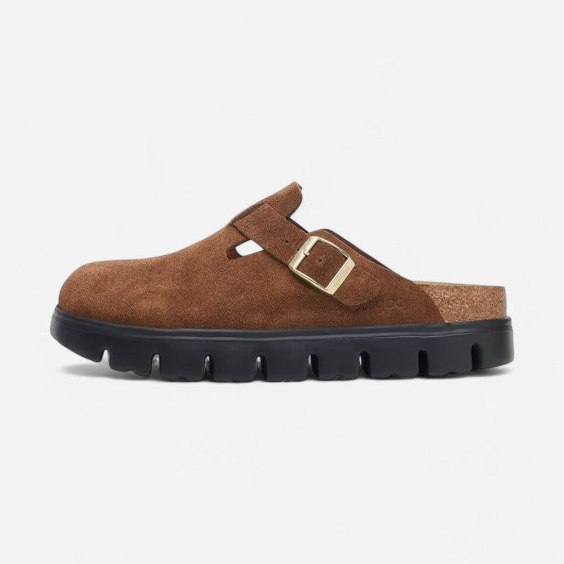 Boston Chunky Dark Tea Suede Leather Narrow