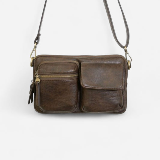 Kendra Cargo Pocket Sling Crossbody Dark Brown