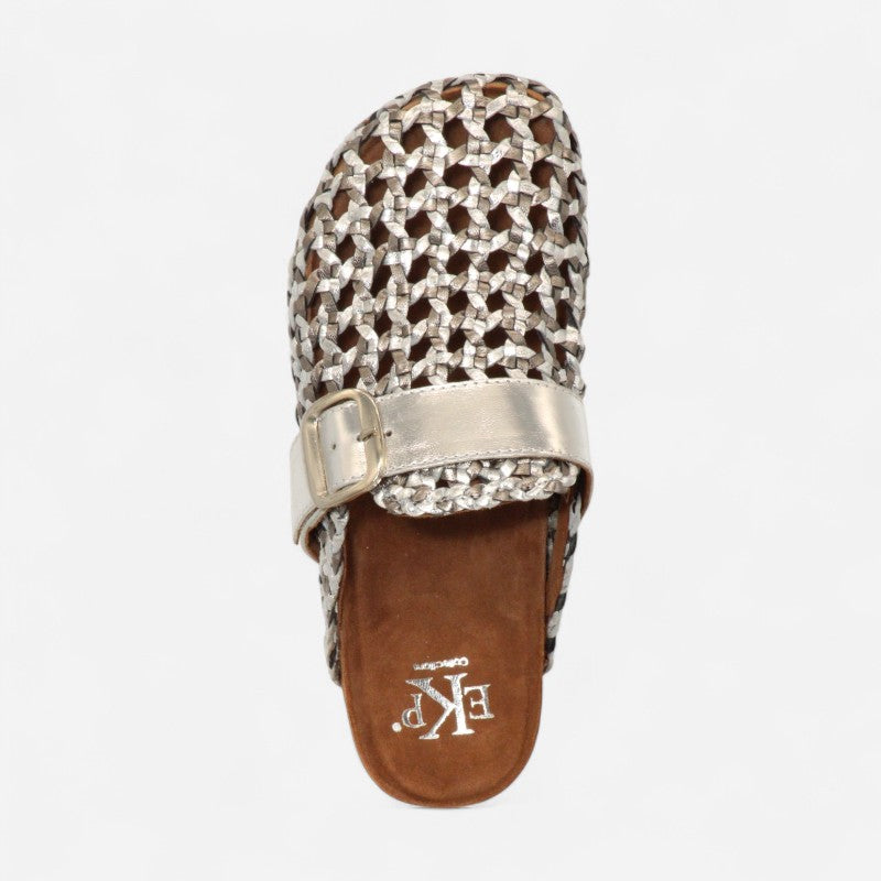 Woven Clog Pewter Silver