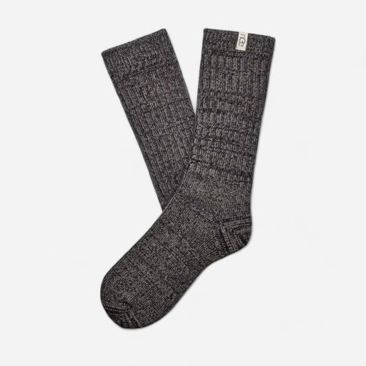 Rib Knit Slouchy Crew Grey/Black