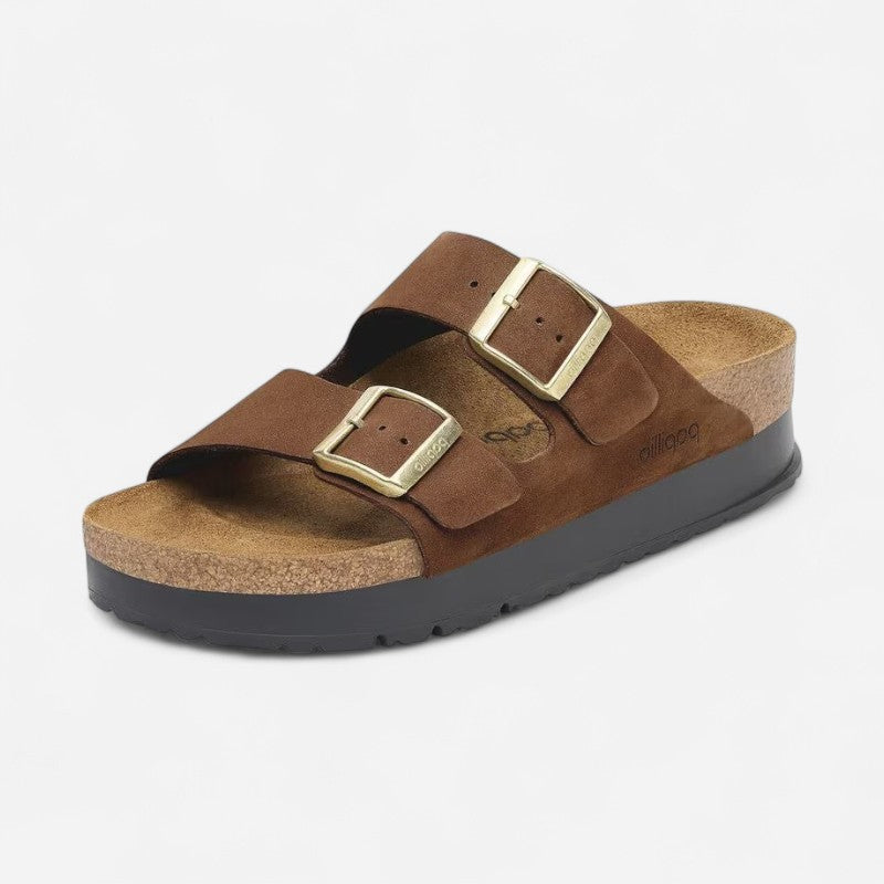 Arizona Platform Dark Tea Nubuck Leather Narrow