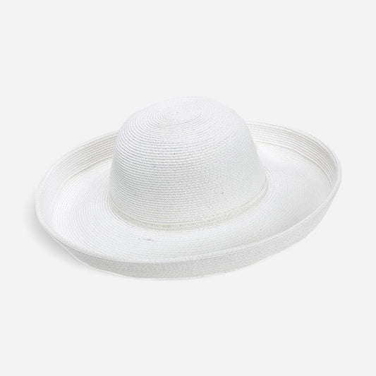 Tropical Classic Sewn Hat Paper Braid W/Self Trim White