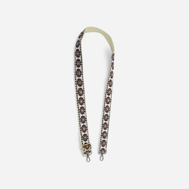 1.5 Studded Daisy Embroidered Guitar Strap Burgundy"
